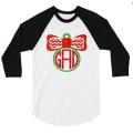 Glitter Christmas Shirt Ornament Monogram | 3/4 Sleeve baseball raglan tee | Adult and Youth