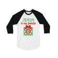 Glitter Monogram Jesus is my Favorite Present Christmas Shirt | 3/4 Sleeve baseball Tee | Youth and Adult
