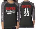 Football Mom Shirt | Glitter Football Shirt | Two Names Two Numbers | Customize with your Team & Colors