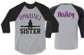Glitter Gymnastics Sister Shirt | Gymnastics Shirt | 3/4 Sleeve Raglan | Customize with your Name & Colors