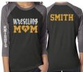 Glitter Wrestling Shirt | Wrestling Mom Baseball Shirt | 3/4 Sleeve Raglan | Customize with your Team & Colors