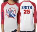 Glitter Baseball Shirt | Love My Boy | 3/4 Sleeve Shirt | Customize Name and Colors