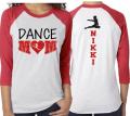 Glitter Dance Mom Shirt | Dance Shirt | 3/4 Sleeve Raglan | Customize with your Team & Colors