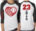 Glitter Tee-Ball Shirt | T-ball Heart Shirt | Customize Colors | Youth or Adult