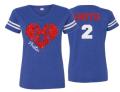 Glitter Baseball Heart Shirt | Vneck Short Sleeve Shirt | Baseball or Softball Shirt | Customize colors | Youth or Adult