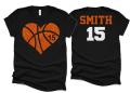 Glitter Basketball Heart Shirt | Basketball Tshirts | Basketball Mom Shirts | Basketball Bling| Bella Canvas Tshirt