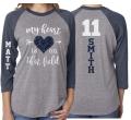 Glitter Soccer Shirt | My Heart is on that field | Soccer shirts | Soccer Mom Shirts | 3/4 Sleeve Baseball Shirt | Customized