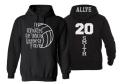 Glitter I&#39;ll Always Be Your Biggest Fan Volleyball Heart Hoodie | Volleyball Hoodies | Volleyball Mom Hoodies |  Adult or Youth Sizes