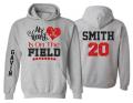Hockey My Heart is on the Field Mom Hoodie  | Field Hockey Hoodies | Hockey Spirit Wear | Customize Colors