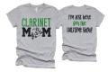 Glitter Clarinet Mom T-shirt | Band Shirts | Short Sleeve Tshirt | Bella Canvas Tshirt | Customize with your Colors