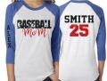 Baseball Laces Shirt | Glitter Baseball Stitch Mom 3/4 Sleeve Raglan Shirt | Customize Team & Colors
