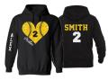 Glitter Baseball Hoodie | Baseball Heart Hoodie | Baseball Hoodies | Customize with your Team & Colors | Adult or Youth Sizes