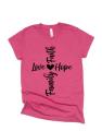 Glitter Faith, Family, Love, Hope Shirt | Jesus Style Scripture Shirt |  Bella Canvas T-shirt | Youth or Adult Glitter Shirt