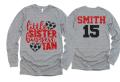 Glitter Little Sister Biggest Fan Soccer Shirt | Soccer Long Sleeve Shirt | Customize  team & colors | Adult or Youth