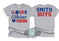 I Love My Allstar Players | Allstar Baseball Shirt | Glitter Short Sleeve Baseball Shirt | Bella Canvas Tshirt Customize colors