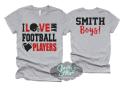 Glitter Football Shirt | I Love My Football Players Shirt | Football Mom Shirts  Bella Canvas T Shirt  | Football Bling | Customize