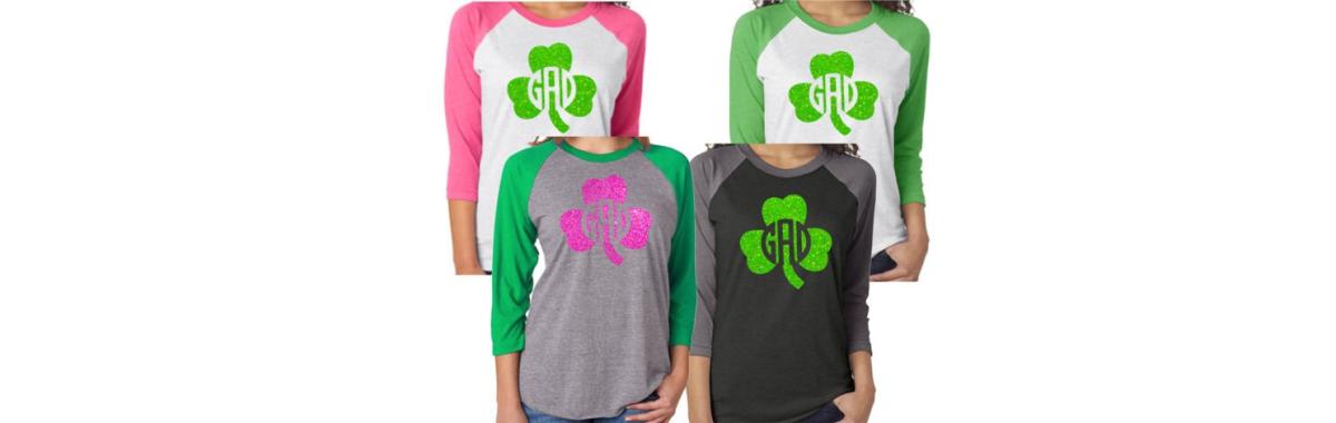 St. Patrick&#39;s Day Shirt | Glitter Monogram Shamrock | Monogram Holiday Shirt
