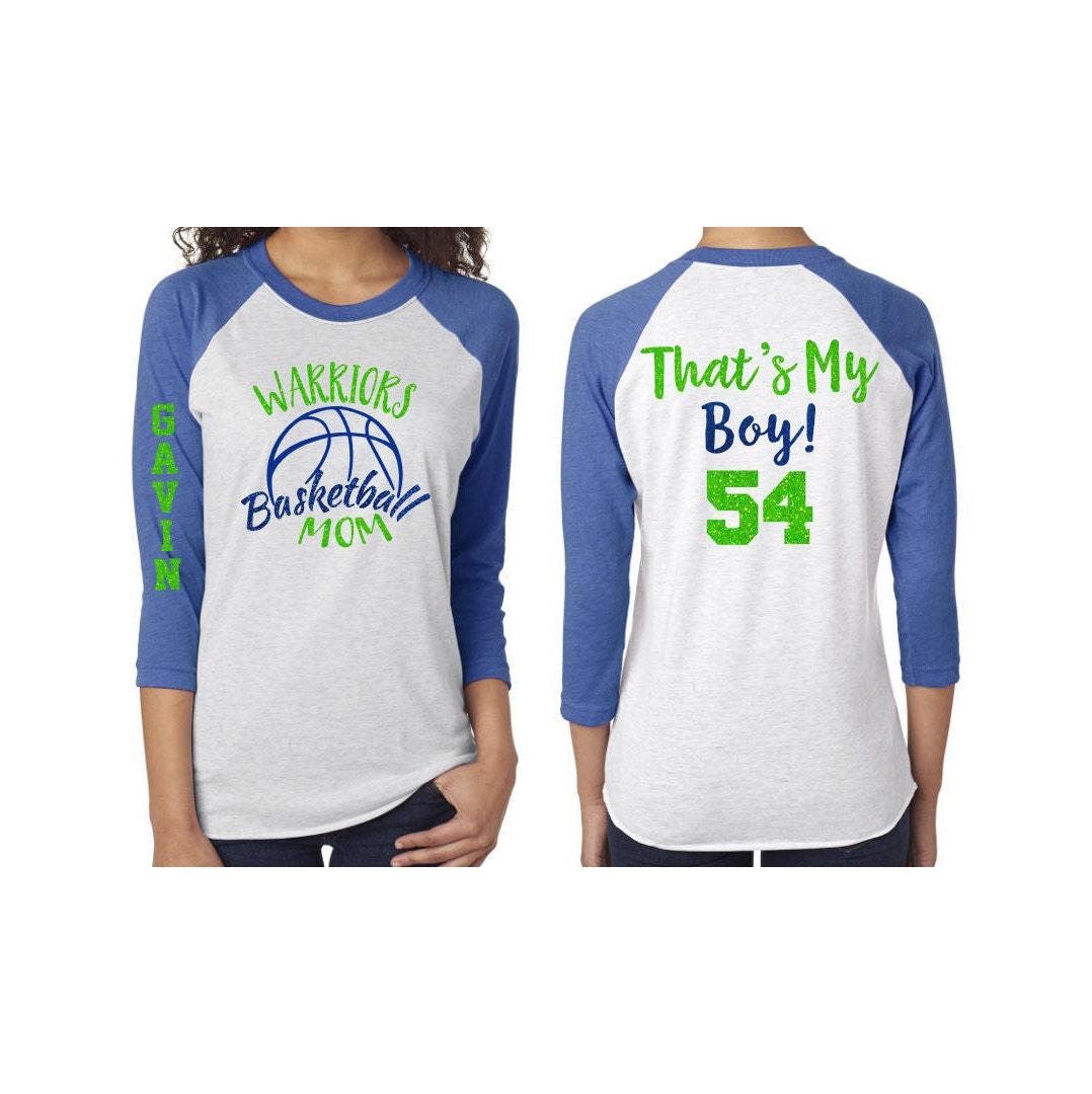 Glitter Basketball Mom Shirt | That&#39;s My Boy | Customized 3/4 Sleeve Raglan | Basketball Shirt Grandma, Aunt, Stepmom