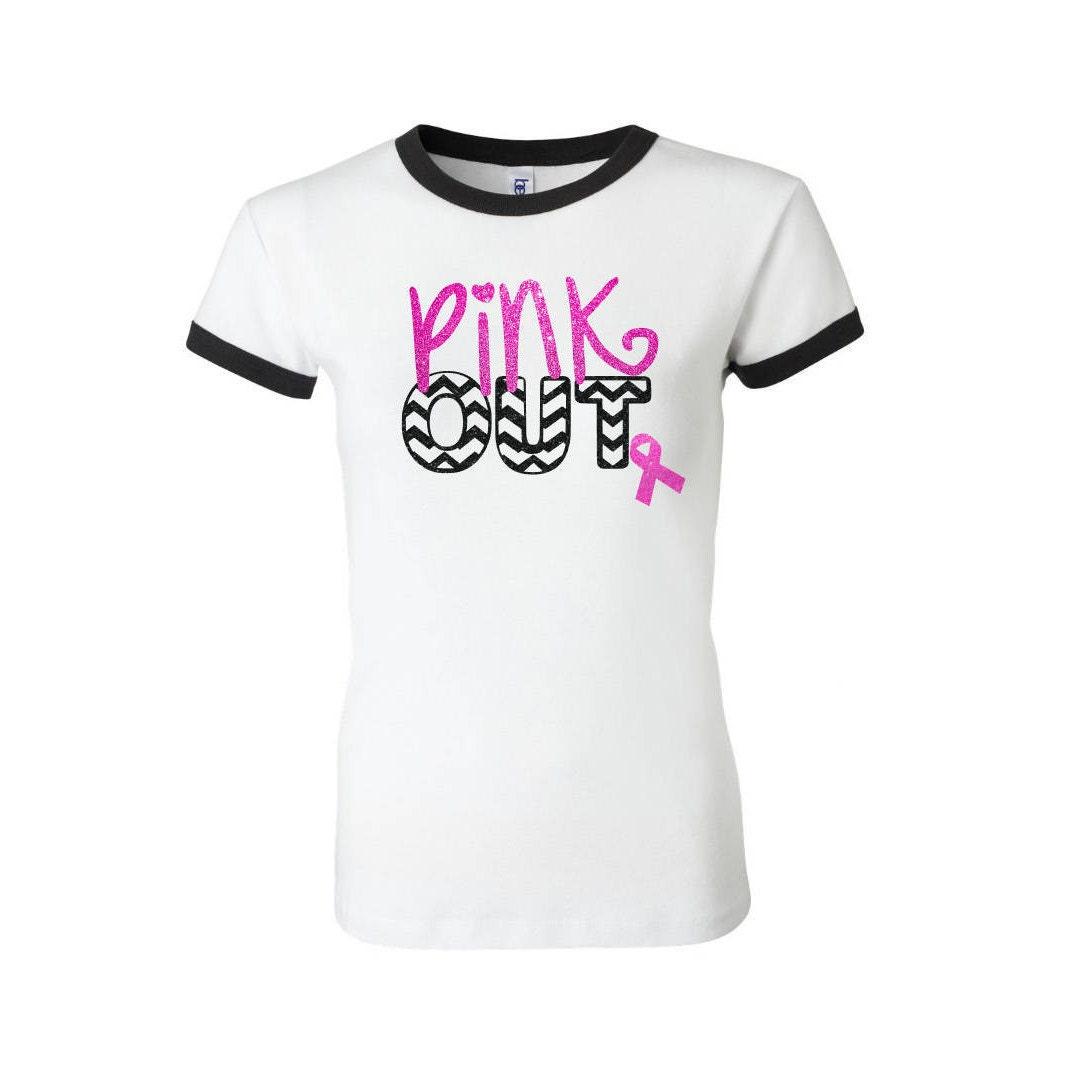 Glitter Cancer Shirt | Glitter Pink Out Shirt | Ringer T-Shirt | Cancer Awareness Shirt | Breast Cancer Tee Shirt