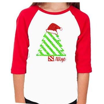 Glitter Christmas Shirt | Christmas Tree Shirt | Personalized with Name