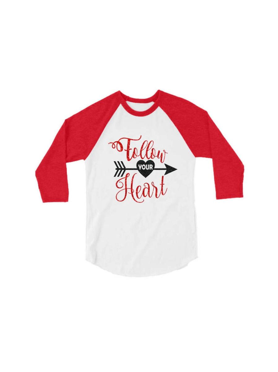 Glitter Valentine&#39;s Shirt | Follow Your Heart Shirt | Customized Youth & Adult