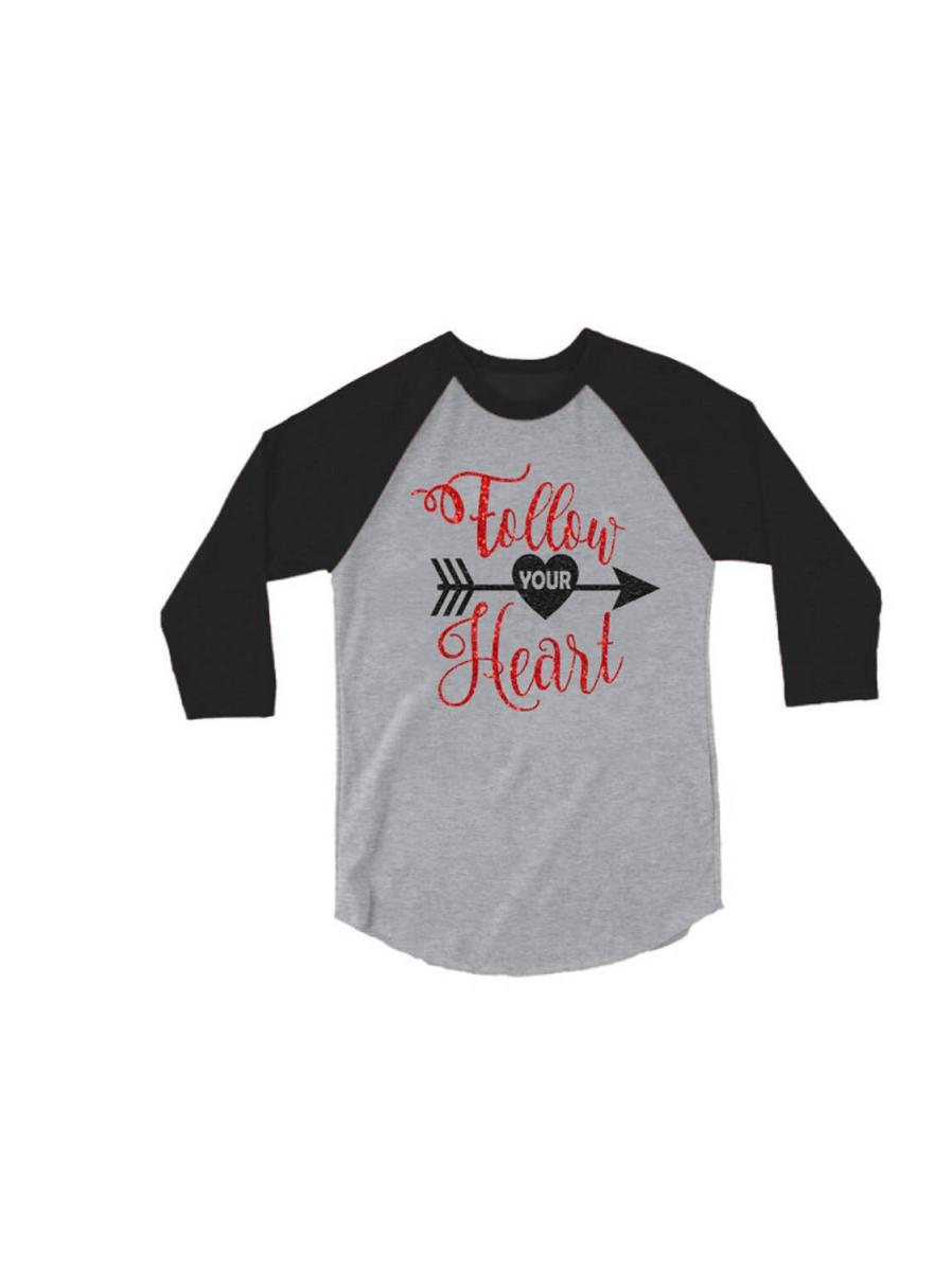 Glitter Valentine&#39;s Shirt | Follow Your Heart Shirt | Customized Youth & Adult