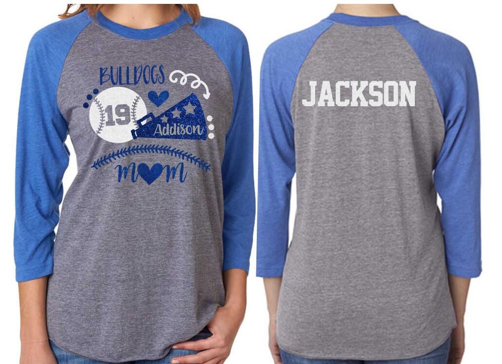 Glitter Baseball & Cheer Mom Shirt | 3/4 Sleeve Baseball Shirt | Customize with your Team and Colors