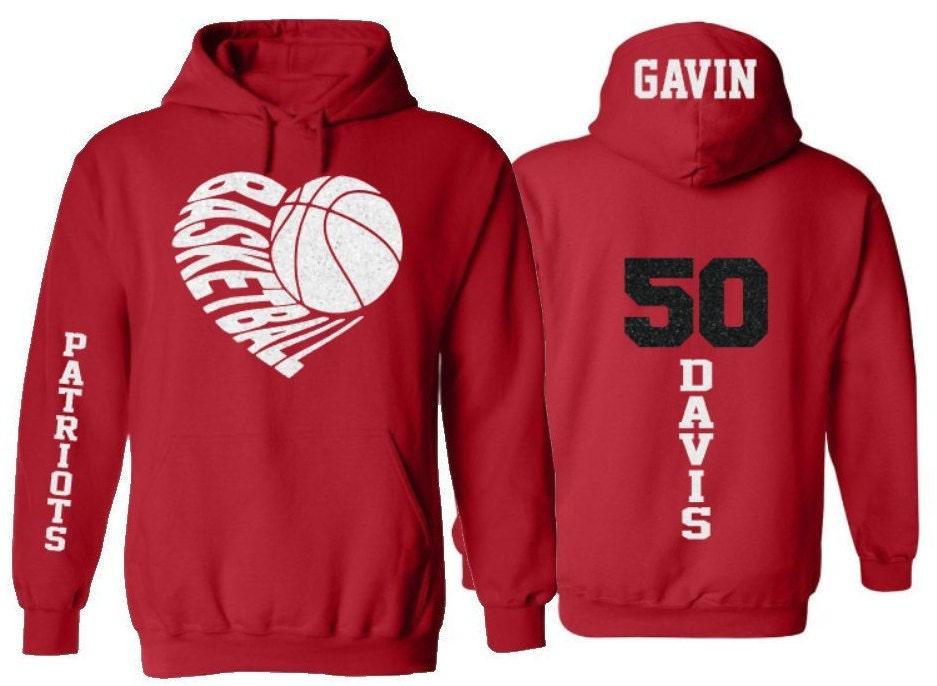Glitter Basketball Hoodie | Basketball Heart | Customize with your Team & Colors | Adult or Youth Sizes