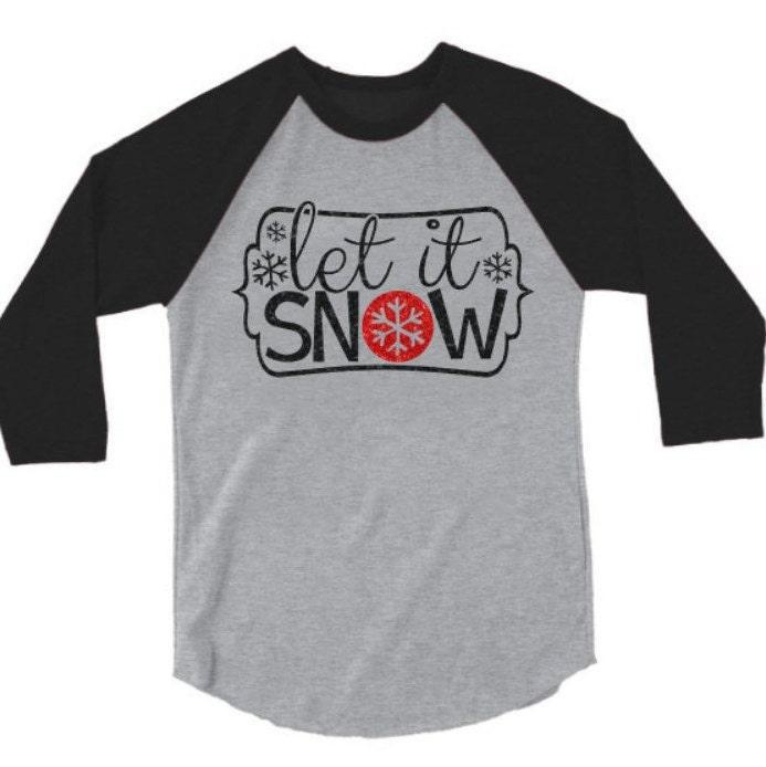 Glitter Christmas Shirt | Glitter Let it Snow Shirt | 3/4 Sleeve Shirt | Youth and Adult