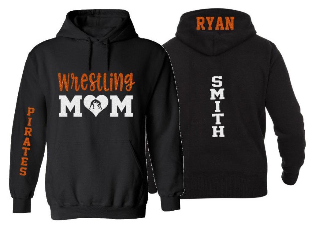 Glitter Wrestling Hoodie | Mom Wrestling Hoodie Glitter | Wrestling Hoodie | Customize with your Team & Colors