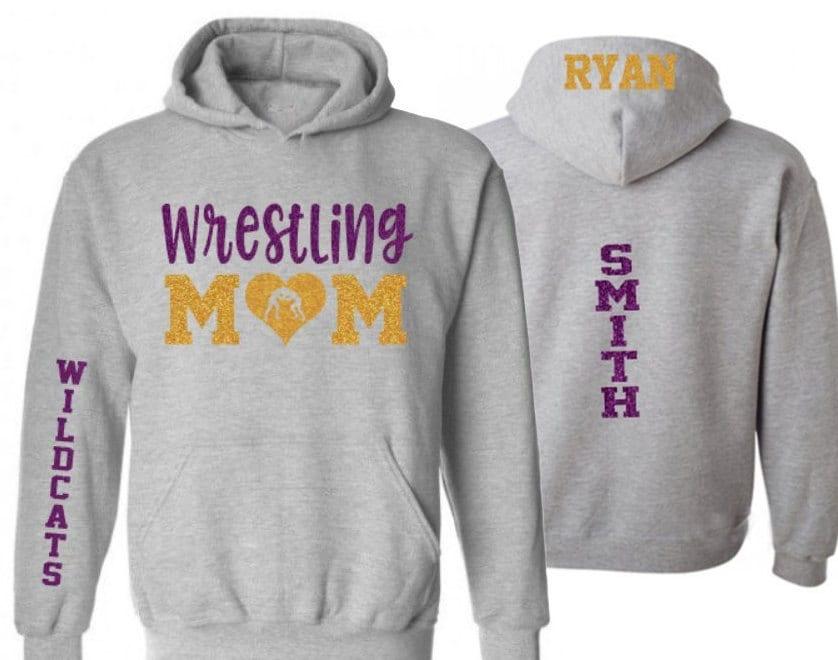 Glitter Wrestling Hoodie | Mom Wrestling Hoodie Glitter | Wrestling Hoodie | Customize with your Team & Colors