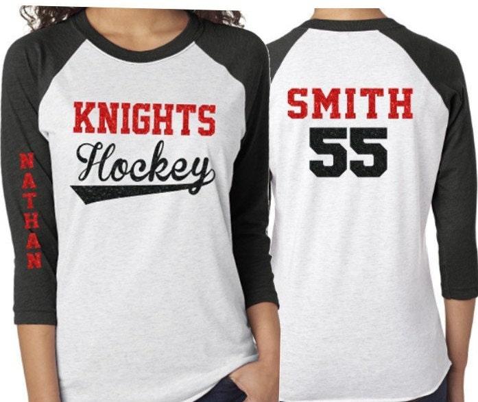 Glitter Hockey Shirt |Hockey Shirt | Hockey Spirit Wear | Hockey Bling | Customize Team & Colors | Youth or Adult