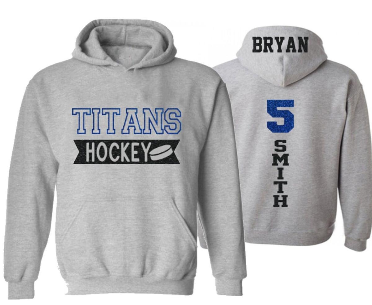 Glitter Hockey Hoodie  | Hockey Hoodie | Hockey Spirit Wear | Customize with your Team & Colors | Youth or Adult