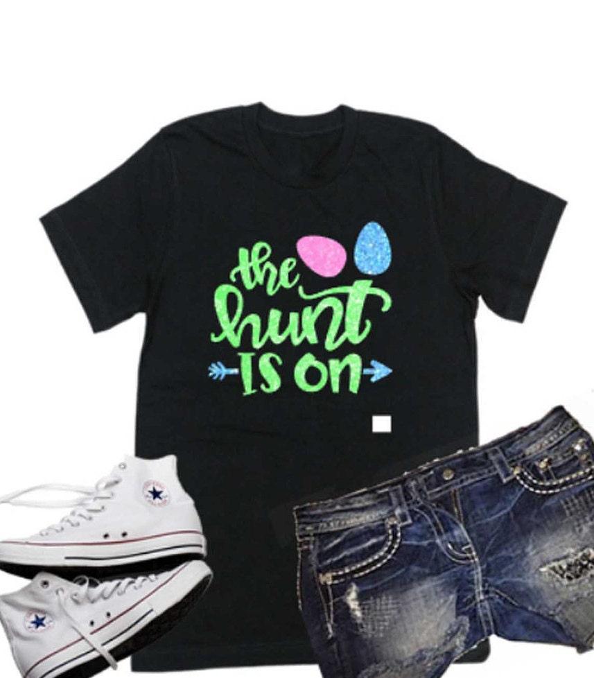 Glitter Easter Shirt | The Hunt is On | Short Sleeve T-shirt | Youth or Adult