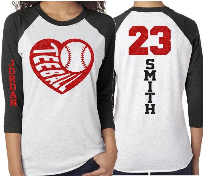 Glitter Tee-Ball Shirt | T-ball Heart Shirt | Customize Colors | Youth or Adult