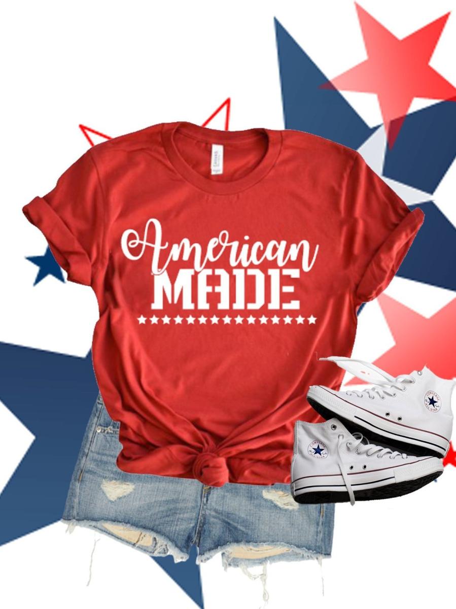 Glitter American Made Shirt | 4th of July womens shirt| Glitter 4th of July shirt | Bella Canvas 4th of July tee