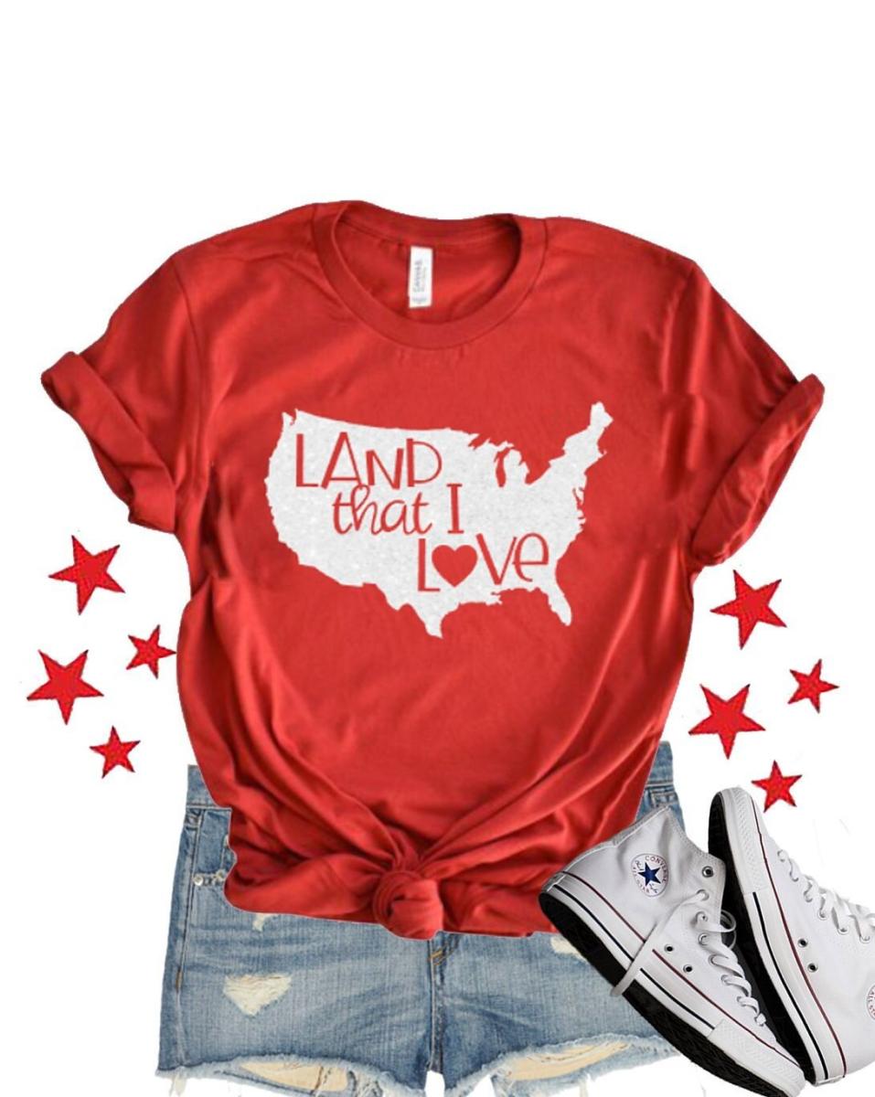 Glitter Land that I Love Shirt | 4th of July womens shirt| Glitter 4th of July shirt | Bella Canvas 4th of July tee