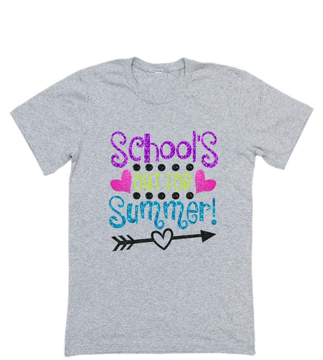 School&#39;s Out for Summer Glitter Shirt | Short Sleeve T-shirt | Youth or Adult