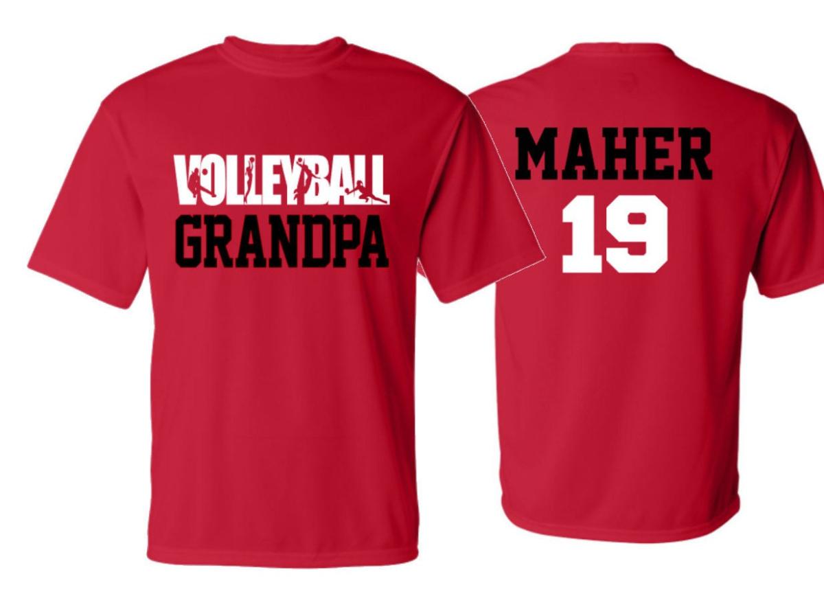 Volleyball Grandpa Shirt |  Performance T-shirt | Volleyball Spirit Wear | Short Sleeve T-shirt | Customize team & colors