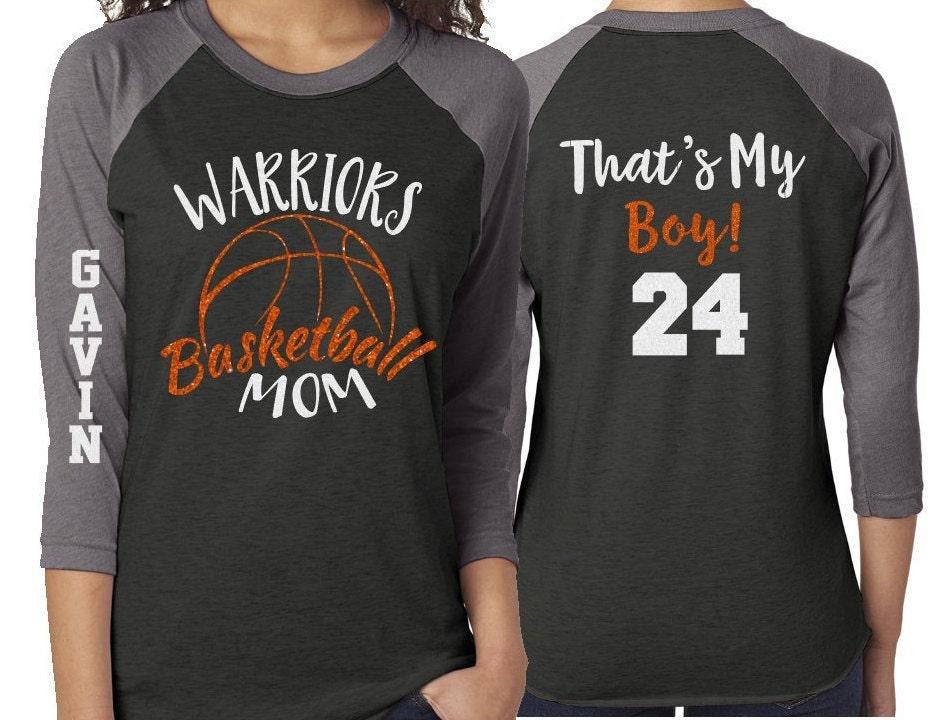 Glitter Basketball Mom Shirt | That&#39;s My Boy | Customized 3/4 Sleeve Raglan | Basketball Shirt Grandma, Aunt, Stepmom