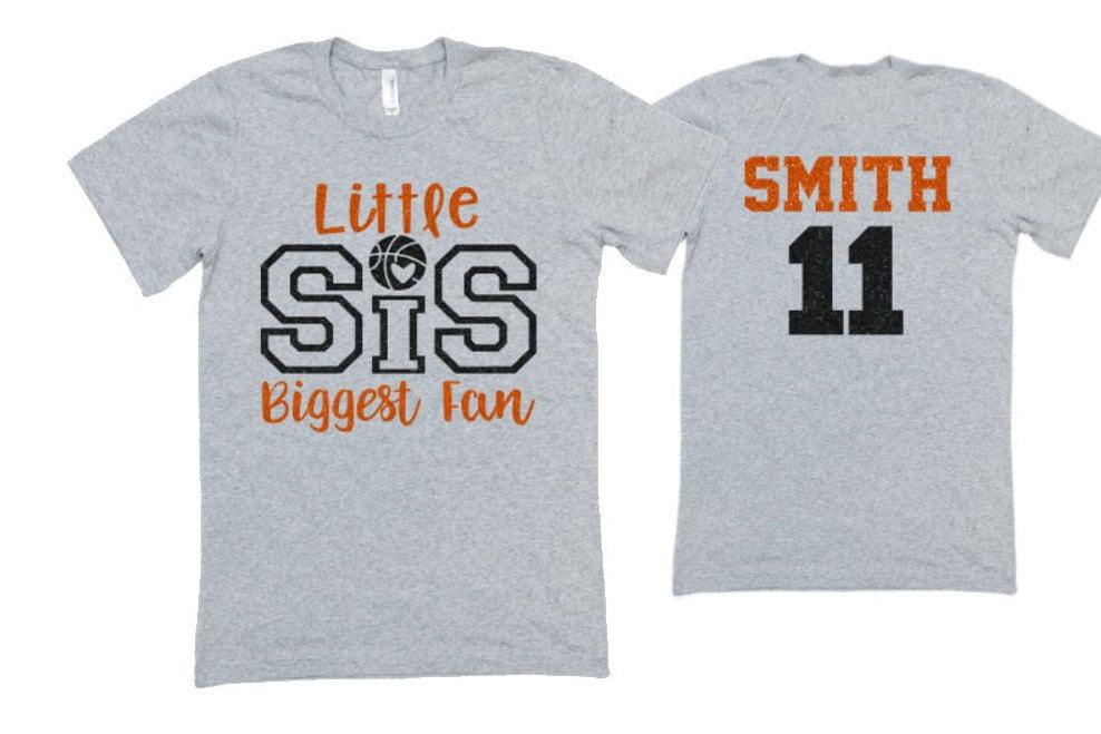 Glitter Basketball Sister Shirt | Little Sister Biggest Fan Basketball t-shirt | Basketball Spirit Wear | Bella Canvas Tshirt | Customize
