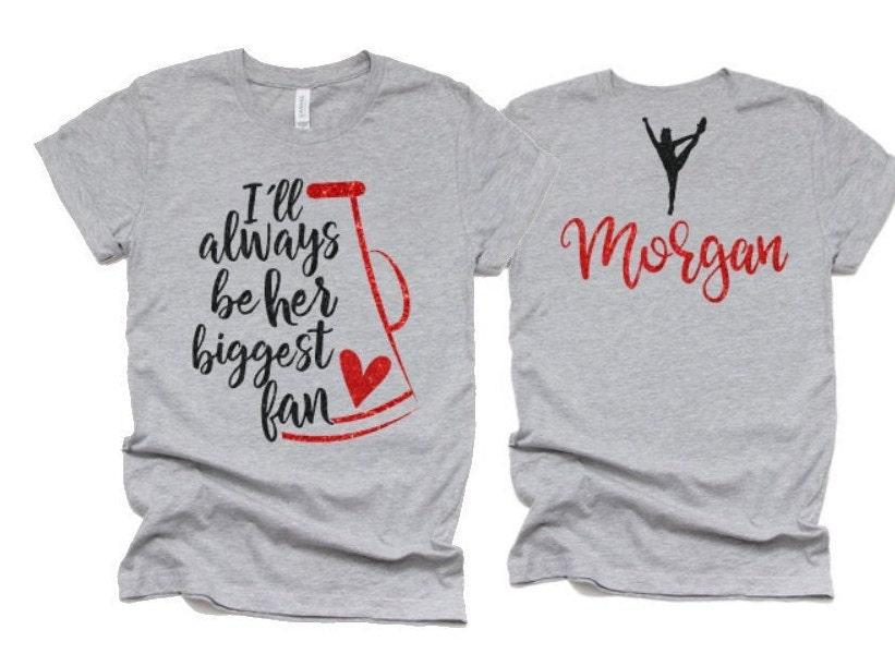 Glitter Her biggest fan shirt | Cheer Tshirts | Cheerleading Mom Shirts | Cheerleader Gift | Glitter Megaphone Shirt | Bella Canvas T-shirt
