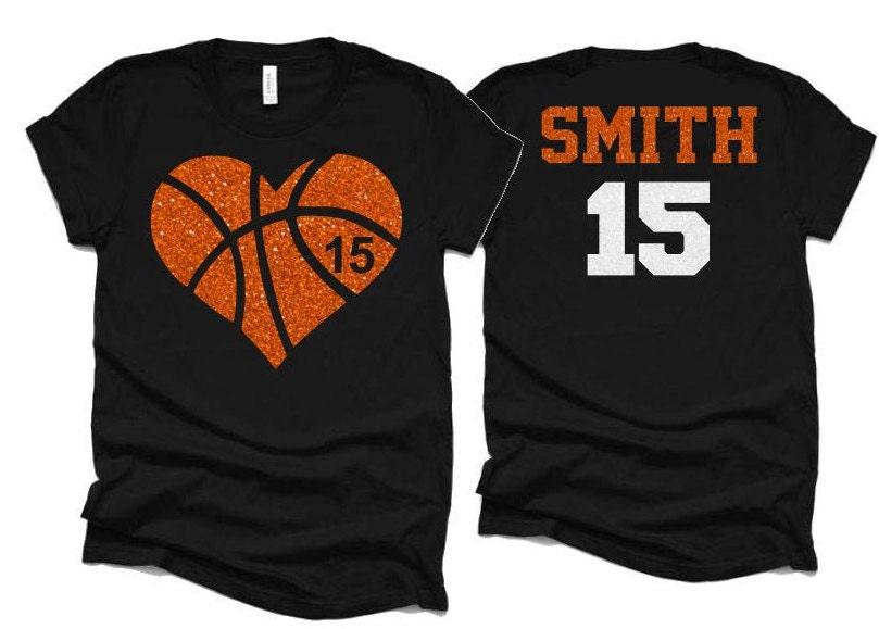 Glitter Basketball Heart Shirt | Basketball Tshirts | Basketball Mom Shirts | Basketball Bling| Bella Canvas Tshirt