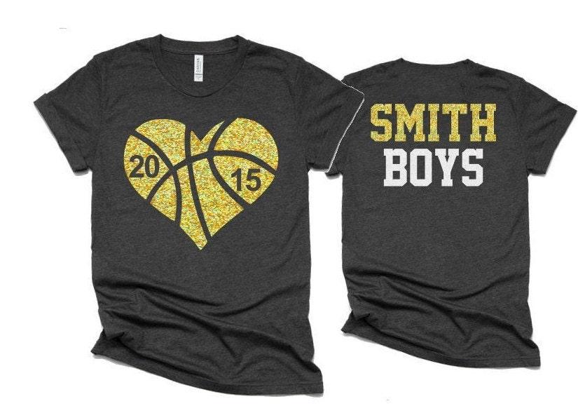 Glitter Basketball Heart Shirt | Basketball Tshirts | Two Numbers | Basketball Mom Shirts | Basketball Bling| Bella Canvas Tshirt