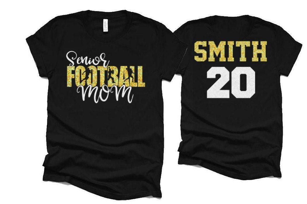 Glitter Senior Football Mom Shirt | Football Shirts | Football Spirit Wear | Bella Canvas Short Sleeve T-shirt | Customize team & colors