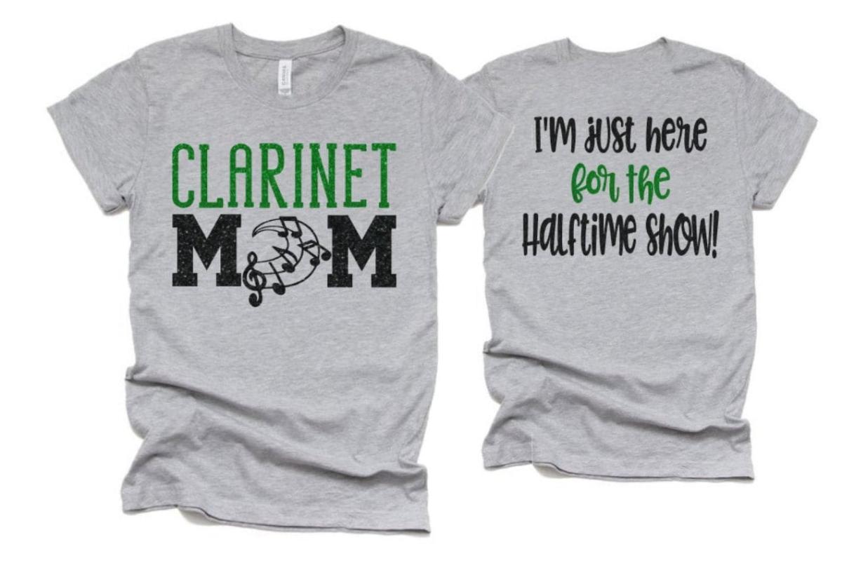Glitter Clarinet Mom T-shirt | Band Shirts | Short Sleeve Tshirt | Bella Canvas Tshirt | Customize with your Colors