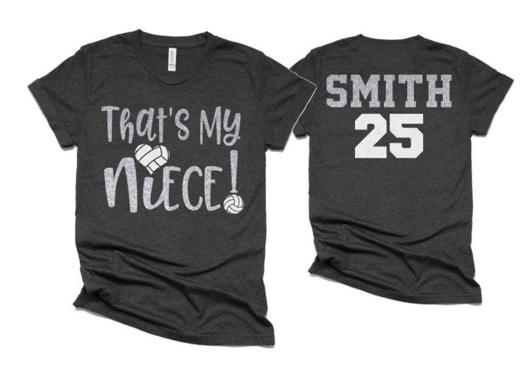 Glitter That&#39;s My Niece Shirt | Volleyball Shirt | Volleyball Bling | Volleyball Spirit Wear | Bella Canvas T-shirt | Youth and Adult