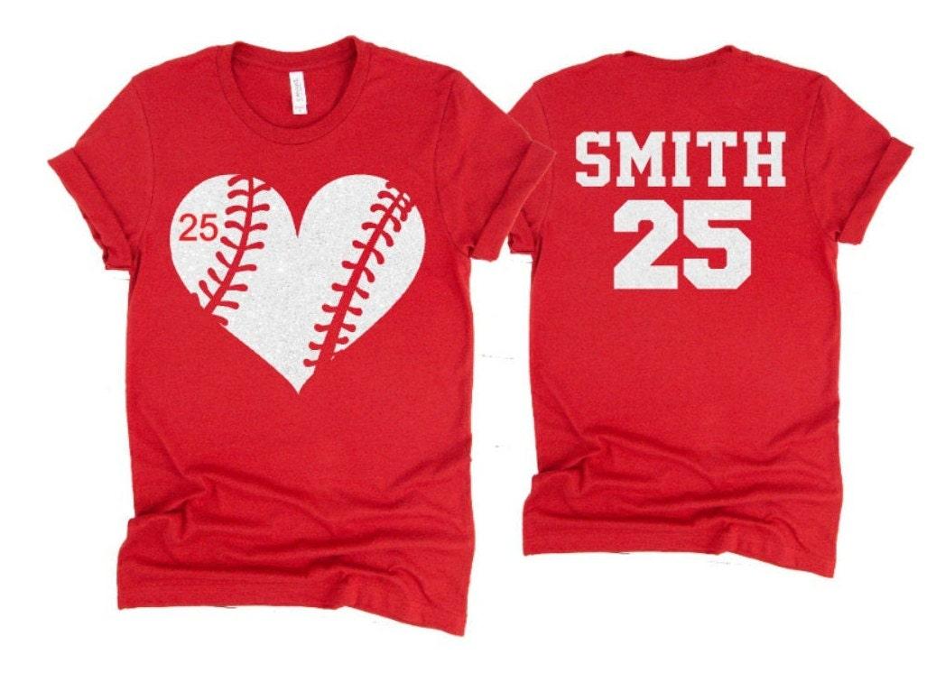 Glitter Baseball Heart Shirt | Baseball Shirts | Baseball Shirt | Bella Canvas Shirt | Customize colors | Youth or Adult