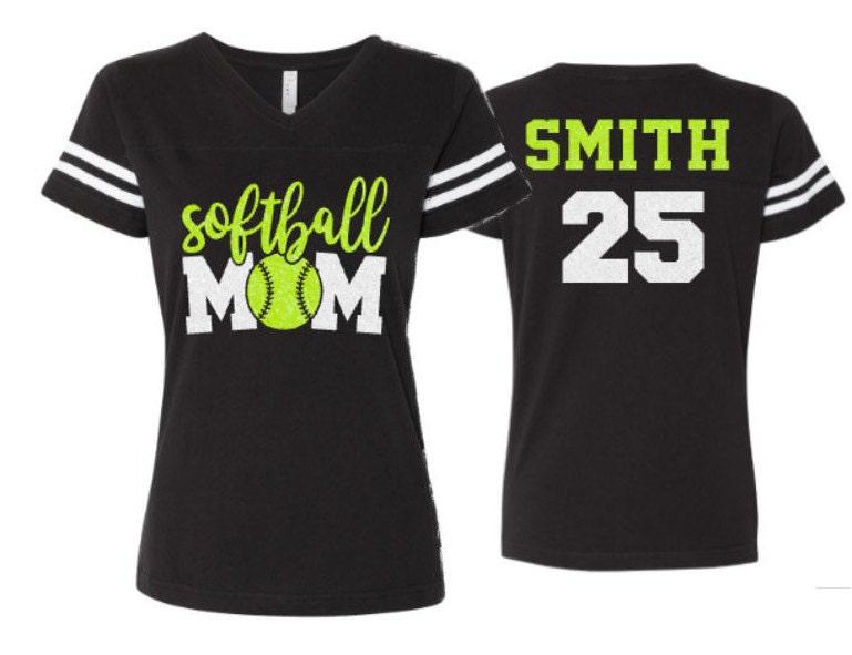Glitter Softball Shirt | Softball Mom Shirt | Softball Shirts | Softball Mom Shirts | Softball Bling | V-neck Short Sleeve Shirt