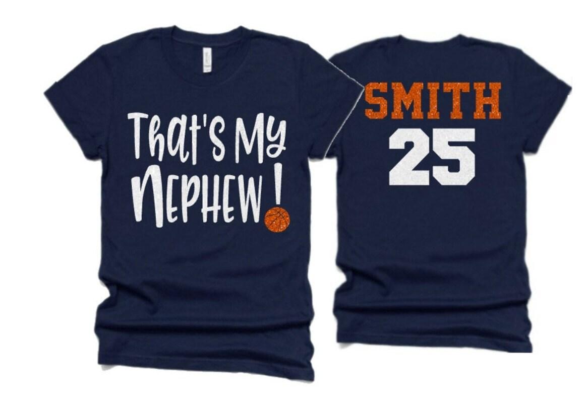 Glitter That&#39;s My Nephew Basketball Shirt | Basketball t-shirt | Basketball Spirit Wear | Bella Canvas Tshirt | Customize